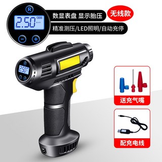 無線車用輪胎充氣機，內建USB胎壓顯示器，適用於汽車、自行車、籃球等多種充氣需求, 1個, 指針有線版