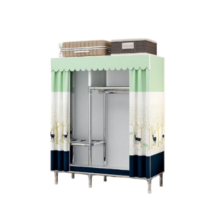 簡易衣櫃 布衣櫃 全鋼架衣櫃 超強耐重組裝衣櫃 鋼架加粗 帶抽屜 組裝加粗厚落地衣櫥 收納櫃, 長108小鹿(全合金接頭 加厚布套)