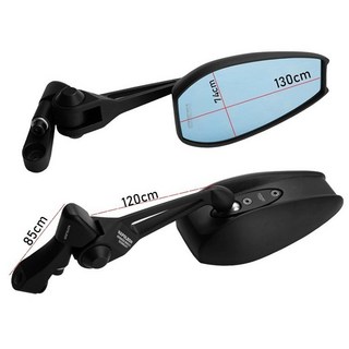 高清藍機車後照鏡 日式AOS4後照鏡 360度可調節摩托車後視鏡 通用款高清防眩暈防爆後視鏡, 藍色, 1個