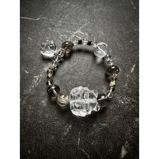 透明晶石貓掌造型手鍊 圓珠幾何設計 時尚百搭款