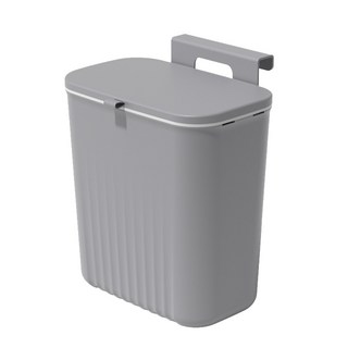 壁掛垃圾桶 廚餘桶 9L大容量 雙開蓋設計 浴室垃圾桶, 灰色