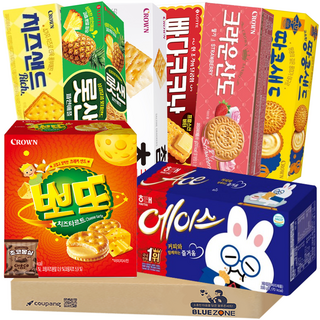 낱개포장된 샌드 비스킷 세트 에이스218g 크라운산도딸기61g 롯데샌드105g 치즈샌드45g 국희 땅콩샌드93g 참크래커56g 뽀또92g 빠다코코낫100g 몽실22g, 9개, 곽과자