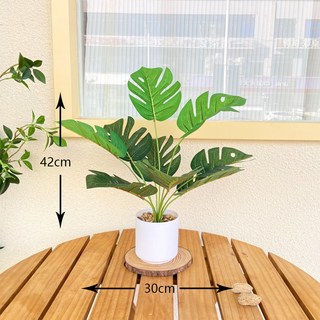 臺灣出貨 仿真盆景北歐假花辦公桌小盆栽龜背盆栽客廳裝飾仿真綠植家居擺件, 龜背葉（高款）+小石子花盆, 1個