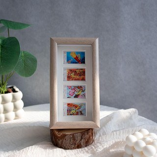 여권사진액자 아기 성장 기록 여권사진 여권 증명 우드액자, 1개, 오크 4홀