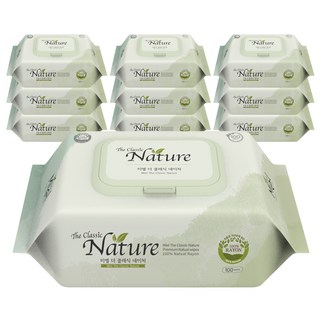 미엘 더 클래식 네이처 100매 10팩 생분해 물티슈 65평량, 10개