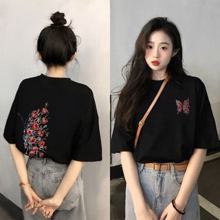 黑色T恤女短袖，2025新款夏季寬鬆大碼小眾設計感半袖上衣