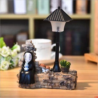 KT精選 無臉男小夜燈 龍貓路飛擺件 千與千尋臥室夜燈 兒童生日禮物 創意擺飾, 樹洞無臉男織毛衣,一般包裝（牛皮紙盒）