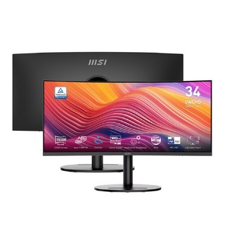 MSI 微星 Modern MD342CQP 34吋 UWQHD 曲面螢幕 120Hz 高刷新率 Type-C 98W PD KVM功能 人體工學設計, MD342CQP 黑（單主商品）