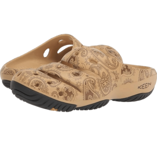 KEEN 킨 요기 슬라이드 여성 슬리퍼 남성 샌들 Cafe Latte Paisley 1026247