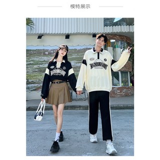 情侶裝 長袖衛衣 2022秋季新款 男女同款 寬鬆短版 上衣