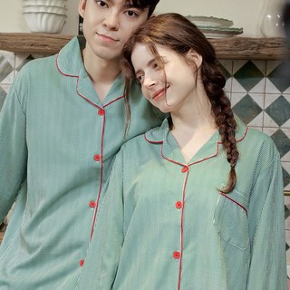 MUGIO 클래식 스트라이프 남성 여성 잠옷 세트