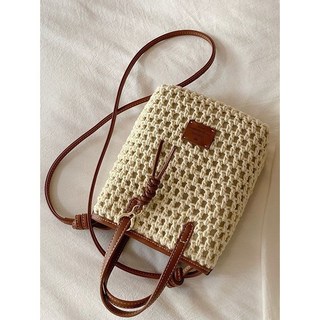 編織小水桶包 手提單肩斜挎包, 圖片色