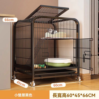 貓籠 貓籠子 家用貓咪別墅 豪華天窗加固雙門寵物籠 狗籠 狗柵欄 寵物籠 家用超大自由空間貓別墅, 黑色, 1個