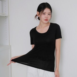 여성 슬림핏 모달 반팔 이너 티셔츠 히트앤웜 내의 상의