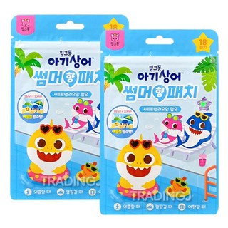 [트레이딩제이]23년 핑크퐁 썸머패치 아기상어 (18매) 모기 스티커 캠핑 여행, 100개