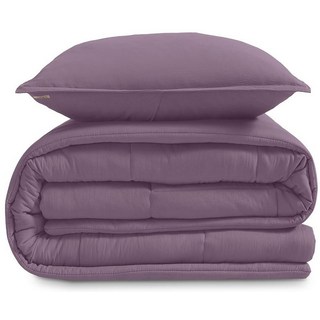 UGG 트윈/XL 트윈 이불 세트 베개 커버 1개 경량 다운 대체 담요 사계절용 세탁 가능 및 저자극성 침구 대학 아파트 기숙사 필수품용 라이트 그레이 레오노라 175, Twin/XL, 퍼플