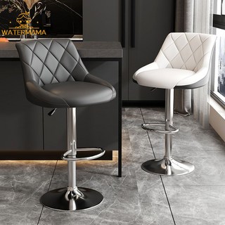 吧檯椅高腳凳可升降加高酒吧椅子現代簡約靠背高凳子前台收銀吧椅, 1個, 矮款-坐高40-55CM,米白色