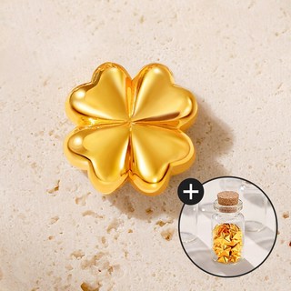 골드팡 24k 순금 통통 행운클로버 금테크 오브제+미니유리병 증정 (당일도착) 금거래소 미니금괴 골드바 소원 행운 선물포장 저중량금테크 기념주화 황금쌀 콩알 주물금