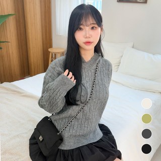 스타일모먼트 여성 후드티 니트 후드니트 니트후드티