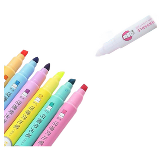 可擦螢光筆，色彩柔和，可擦拭修改，學生辦公必備, 6色/1盒, 1包