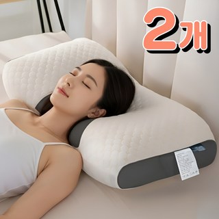 몽딥 기능성 숙면 경추 베개, 화이트, 2개