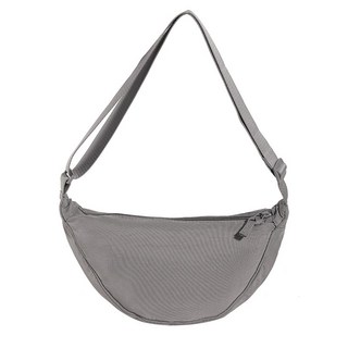 韓系半月包側背包斜背包腋下包水餃包單肩包尼龍包餃子包斜跨包月牙包肩背包大容量包包日系, 灰色
