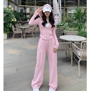 時尚運動兩件套｜連帽長袖外套+闊腿長褲 | 秋冬套裝 a0297