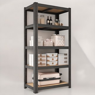 비마이엑스 튼튼 조립식 철제 선반, 블랙, 5단