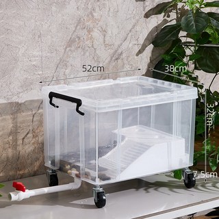 60L 大容量可移動烏龜缸 自帶導水管 生態環保烏龜飼養箱, 45L（底部排水）可DIY造景+萬向輪+, 1個