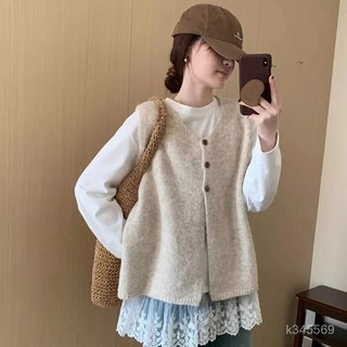 針織毛衣馬甲背心 - 韓系寬鬆時尚氣質上衣 (臺灣出貨)