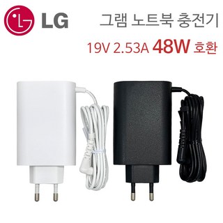 LG 그램 15ZG980 15ZG990 14ZB990 노트북 충전기 어댑터 케이블 19V 2.53A 48W 호환, 블랙, 1개
