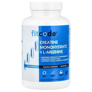 fitcode Creatine Monohydrate + L-Arginine 120 Veggie Capsules, 1개