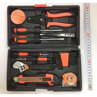 20件套電訊工具套裝組，多功能家用五金工具箱，含螺絲刀、鉗子、捲尺、活動扳手、美工刀, 1個