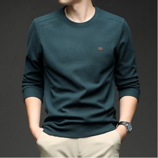 와이즈초이스 데일리웜핏 스판 롱슬리브 티셔츠 남성 미니멀 베이직 라운드넥