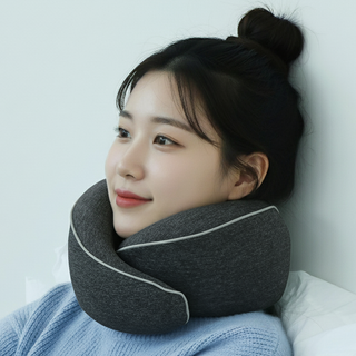 리빙미미 여행용 기내용 목베개 목쿠션 휴대용 메모리폼 여행 기내 승무원, 다크그레이