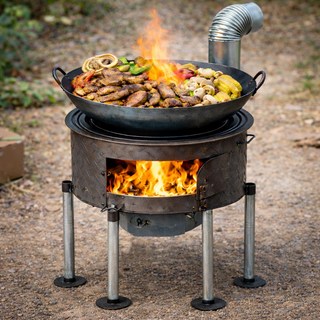 불멍화로대 캠핑 드럼통 농막 가마솥화덕 시골집 야외 아궁이 화목 옛날 숯불 화롯대, 1세트