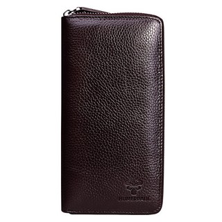 【奧特萊斯】悍馬保羅長款商務男士錢包男牛皮錢夾多卡位零錢包真皮男士手拿包長款錢包