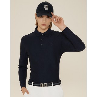 24FW [가격인하][IMPORTED FABRIC] 네이비 남성 조직감 긴팔 카라 티셔츠 HUTS4C612N3