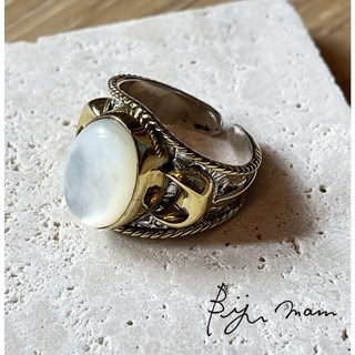 Bijumam天然石純銀手工戒指-編號C/可調整戒圍/日系飾品