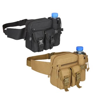 登山多功能水壺腰包 適合戶外運動、健行、跑步、釣魚、露營、攀岩、旅遊, 黑色