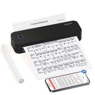 레터치 휴대용프린터 블루투스 무선 라벨 프린터 A4 모바일 포토프린터+롤 감열지 1롤 내장 수험생선물 열전사 감열식, 블랙