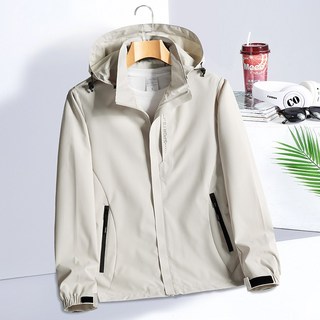 春秋男女款戶外防風沖鋒單衣 可脫卸帽休閑運動夾克 - 防風 飛行 運動 風衣 防水夾克