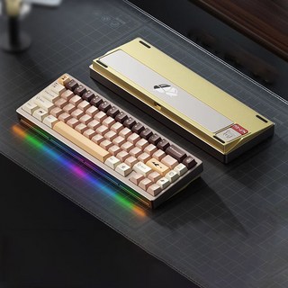 [커머릭스] WEIKAV NUT65CU 무선 기계식 키보드 Gasket 구조 게이밍전용 QMK/VIA호환 6000mAh ARGB, 양극커피골드-자연축