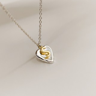 [실버925] 하트 팬던트 이니셜 은목걸이 love initial necklace