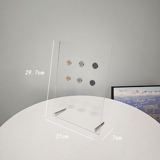 便攜透明亞克力留言板 學生宿舍記事桌面擺件, 1個, A4亚克力展示架+6个金属纽扣磁钉