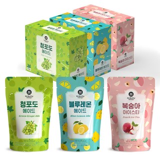 아이스 파우치 음료 3종 묶음 (복숭아/청포도/블루레몬), 190ml, 30개