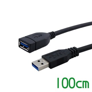 USB-A 3.2 Gen 1 延長線 雙層抗干擾 電源線加粗 公對母高速傳輸線 UL2725, 1個, 黑色100cm