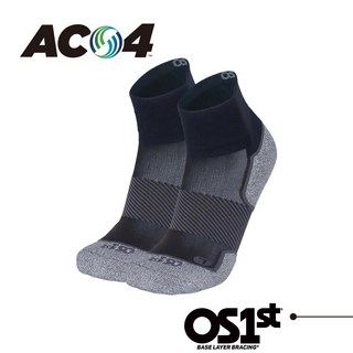 【美國 OS1st】AC4 足弓健康舒適襪 (中筒/長筒) 機能運動襪 親膚透氣竹炭纖維 貝比拉拉中筒-碳黑 M (3雙組合價)