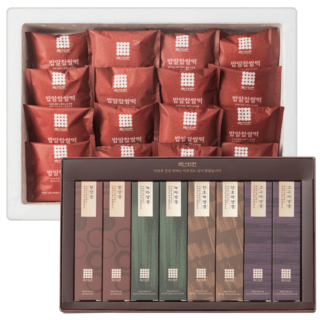 [백년화편 공식 직영몰] 밥알찹쌀떡+양갱모둠 선물세트 부직포백 포장, 1개