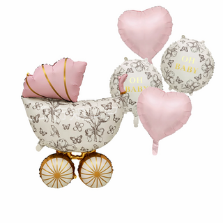 EC1983 베이비샤워 풍선 세트 유모차 풍선 아기 파티 장식, 핑크, 1세트